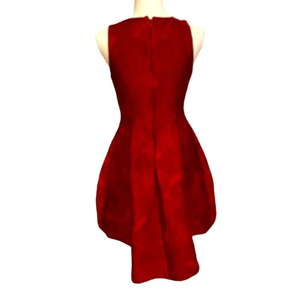 Shoshanna Midnight Coraline Red Jacquard Print High Low Dress Size 8